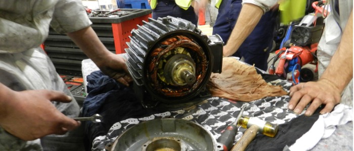 Flood damaged industrial motor before cleaning – SAL ELECTRONICS Sri Lanka